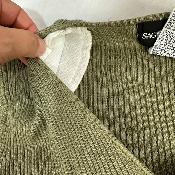 Sag Harbor Womens Green V Neck Ribbed Button Front Cardigan Sweater Size S - Picture 5 of 5